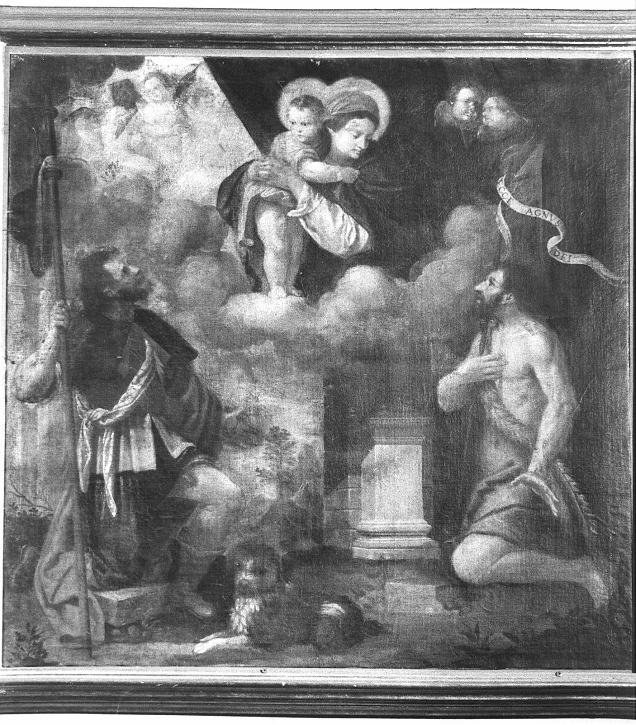 Madonna con Bambino tra San Rocco e San Giovanni Battista (dipinto, opera isolata) - ambito veneto (sec. XVII)