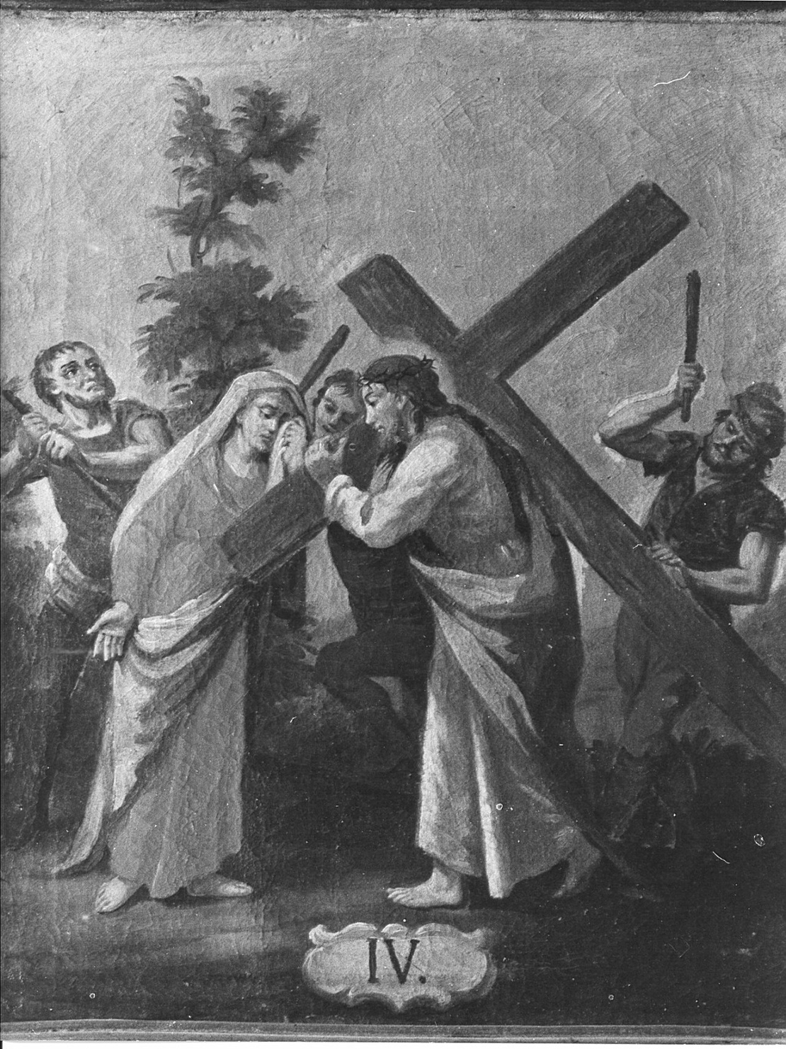 stazione IV: Gesù incontra la Madonna (dipinto, elemento d'insieme) - ambito bergamasco (sec. XVIII)