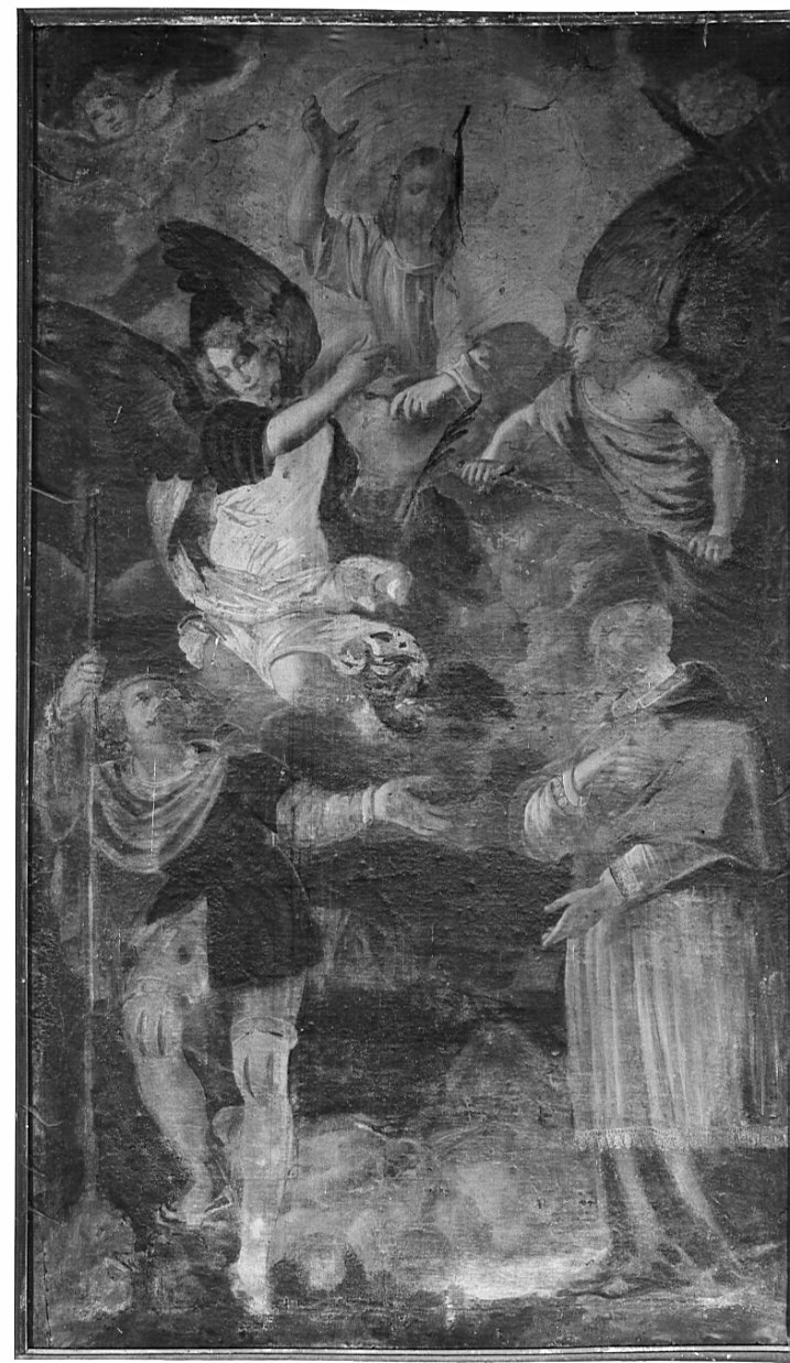 Gesù con San Rocco e San Carlo Borromeo (dipinto, opera isolata) - ambito lombardo (sec. XVII)