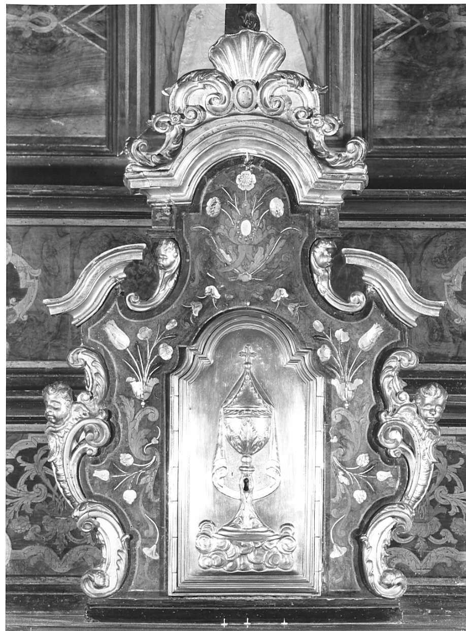 tabernacolo - a frontale architettonico, elemento d'insieme di Caniana Caterina (attribuito) (sec. XVIII)