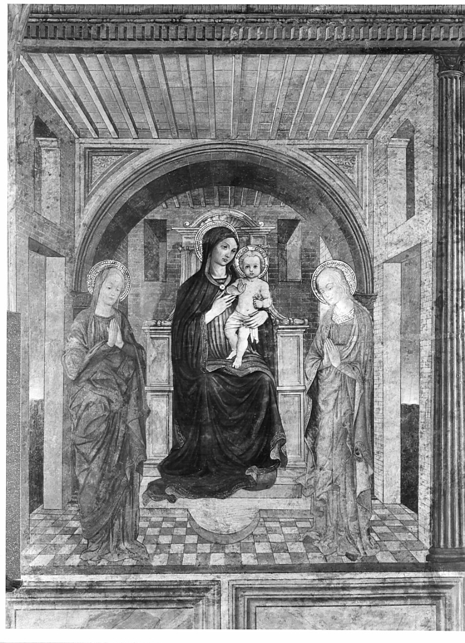 Madonna con Bambino in trono tra santi (dipinto, opera isolata) - ambito lombardo (ultimo quarto sec. XV)