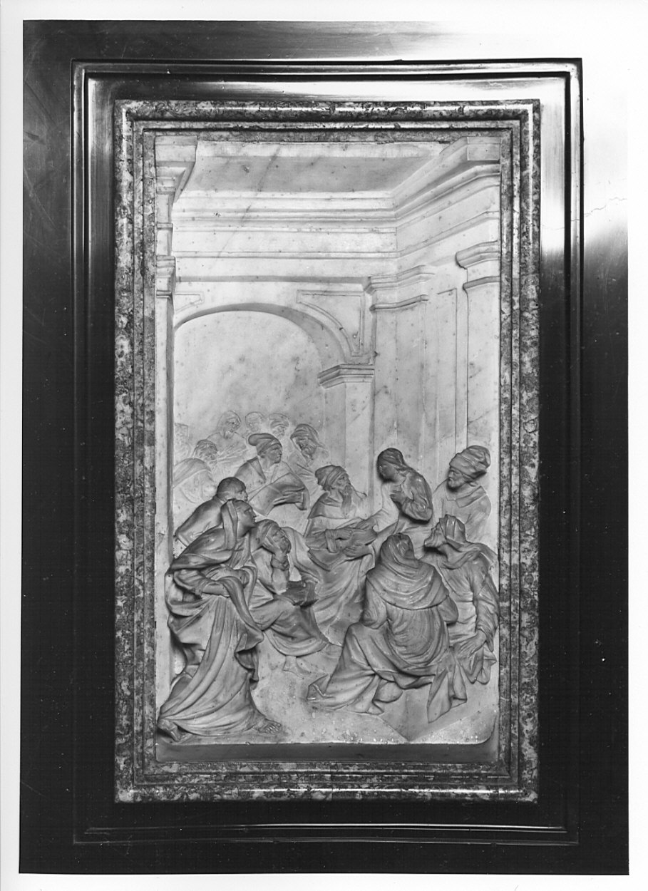 disputa di Gesù con i dottori nel tempio (rilievo, elemento d'insieme) di Fantoni Andrea (inizio sec. XVIII)
