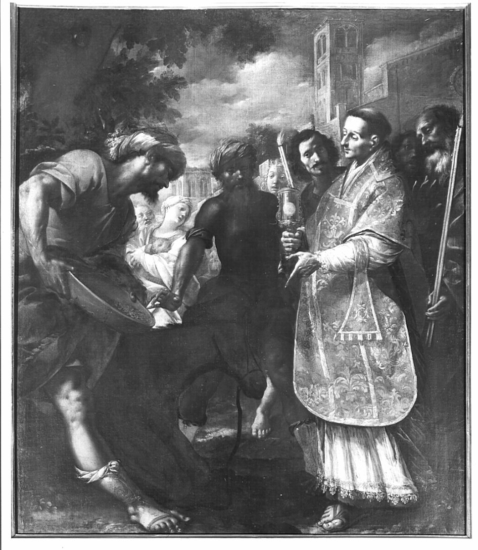 Sant'Antonio da Padova e il miracolo dell'asino (dipinto, opera isolata) di Danedi Giovanni Stefano detto Montalto (metà sec. XVII)