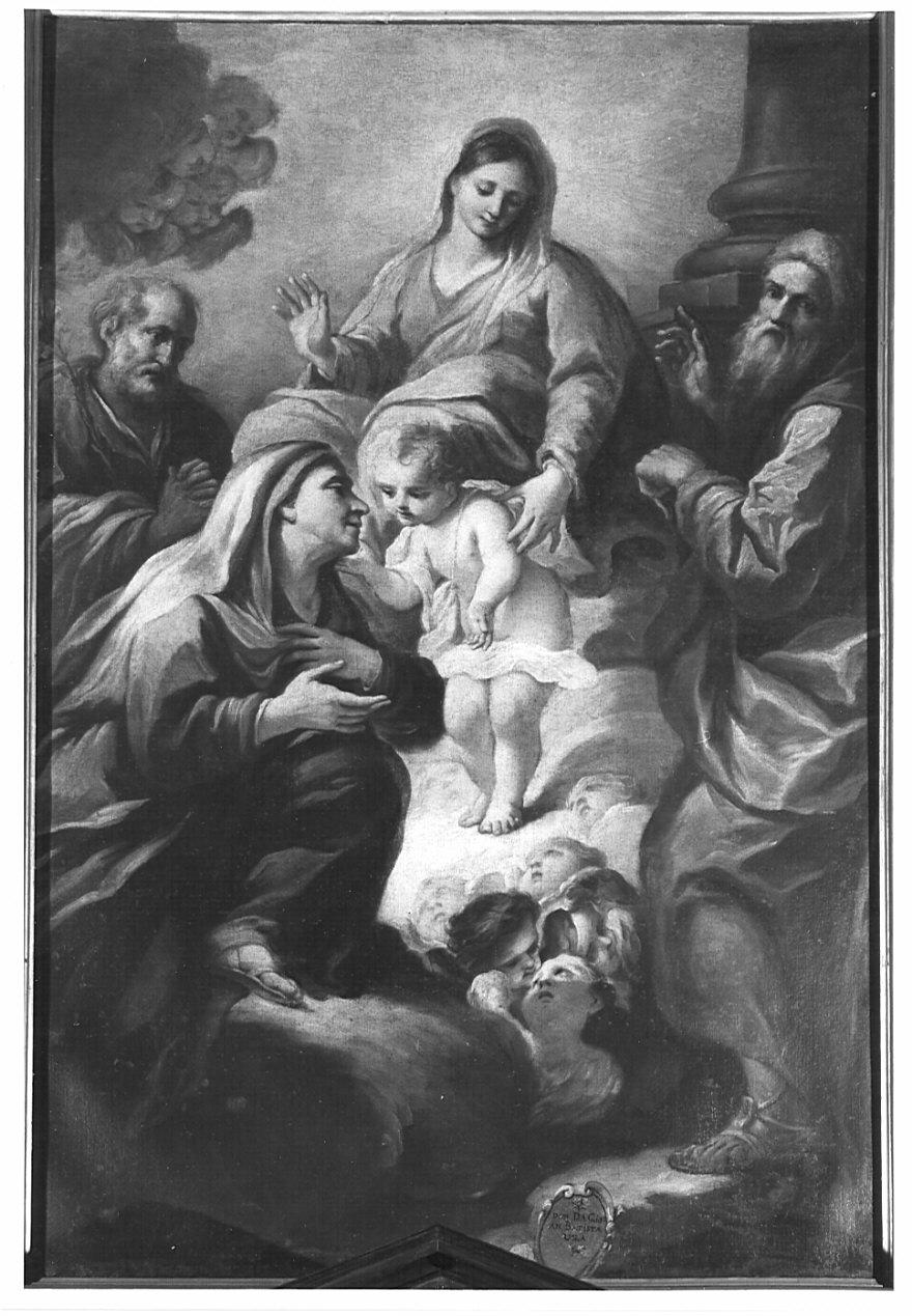 Sacra Famiglia con Sant'Anna e San Gioacchino (dipinto, opera isolata) di Molinari Giovanni Luca (sec. XVIII)