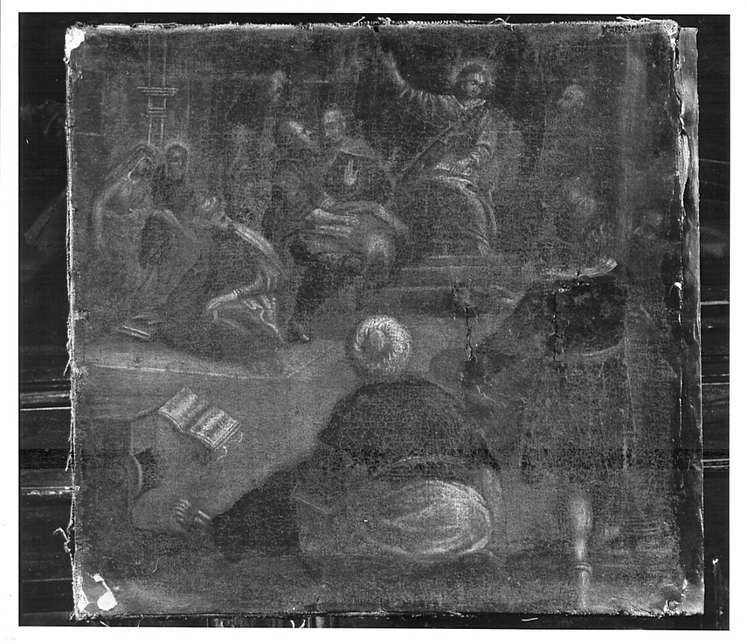 disputa di Gesù con i dottori nel tempio (dipinto, elemento d'insieme) di Gandino Antonio (attribuito) (sec. XVII)