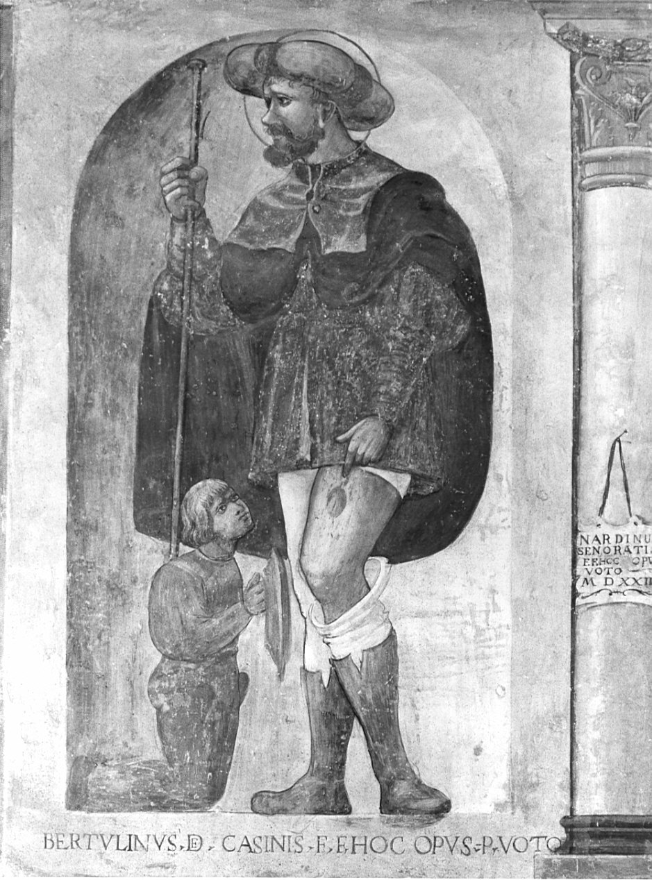 San Rocco/ donatore (dipinto, opera isolata) - ambito lombardo (?) (sec. XVI)