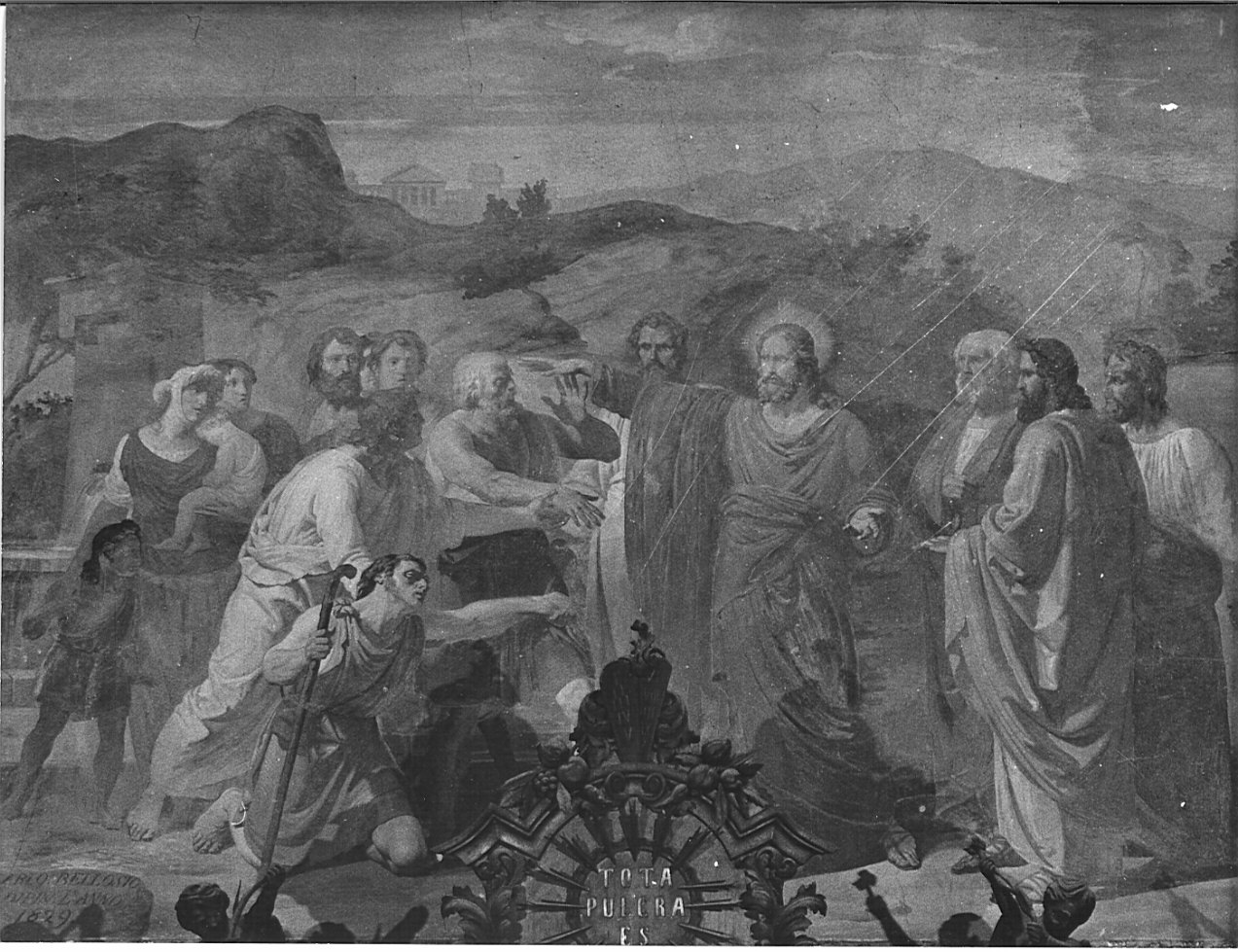 Cristo guarisce il cieco di Gerico (dipinto, opera isolata) di Bellosio Carlo (attribuito) (sec. XIX)