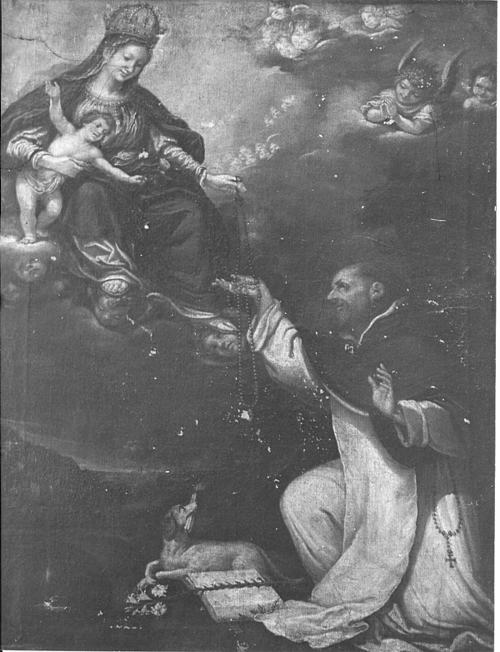 Madonna del Rosario con San Domenico (dipinto, opera isolata) - ambito veneto (metà sec. XVII)