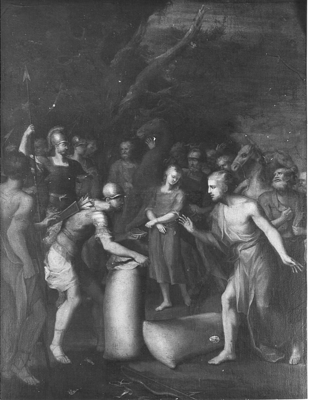 ritrovamento della coppa nel sacco di Beniamino (dipinto, opera isolata) - ambito emiliano (?) (fine sec. XVI)