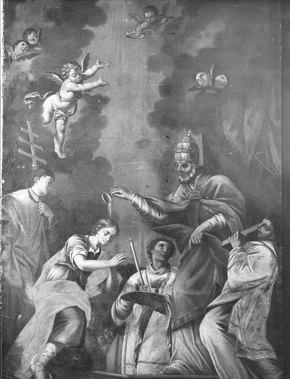 San Silvestro battezza l'imperatore Costantino (dipinto, opera isolata) - ambito bergamasco (?) (sec. XVIII)