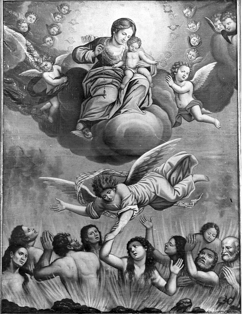 Madonna che intercede per le anime del purgatorio (dipinto, opera isolata) - ambito bergamasco (?) (sec. XVIII)