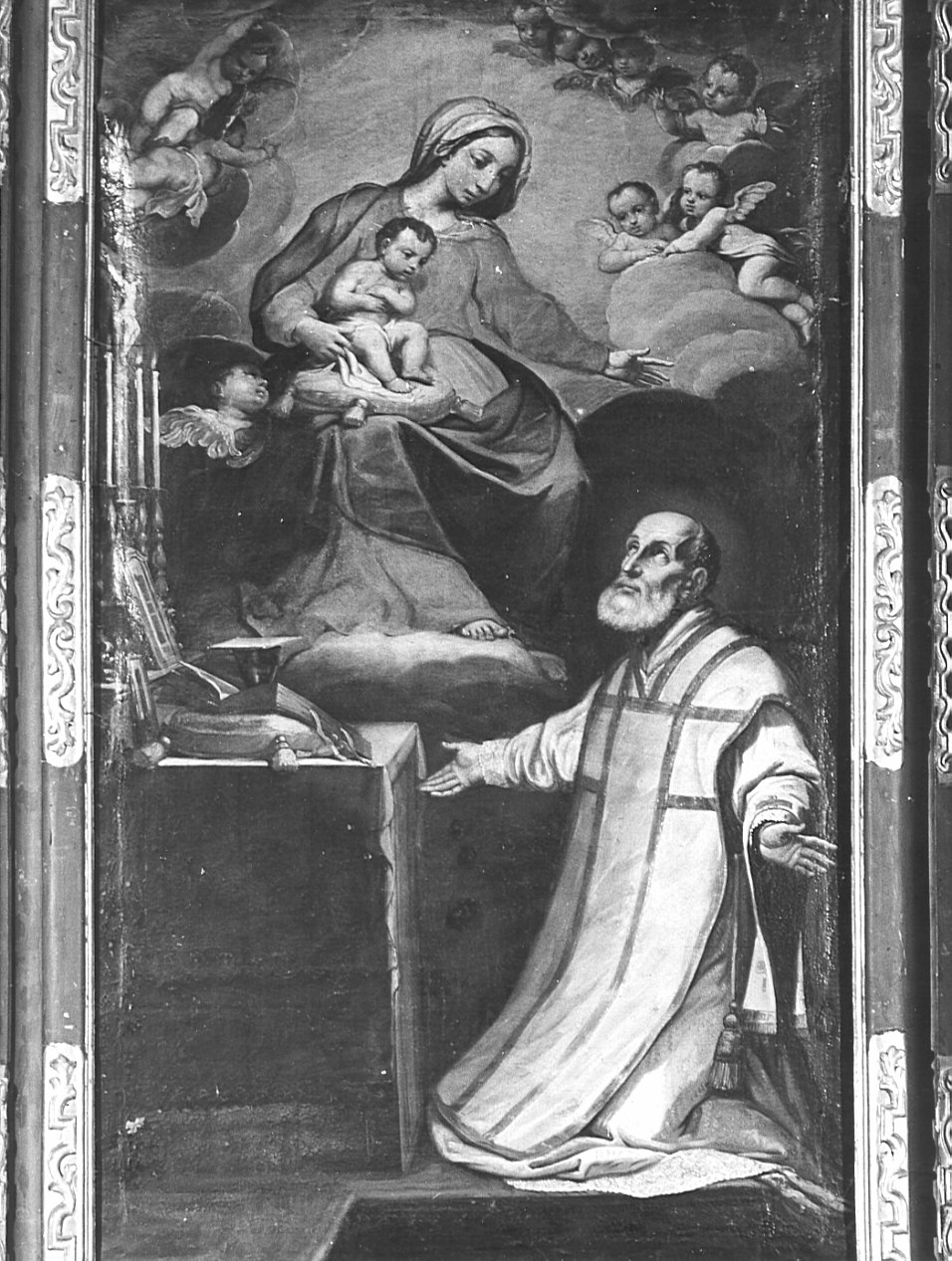 San Filippo Neri ha la visione della Madonna con Bambino (dipinto, opera isolata) - ambito veneto (sec. XVIII)