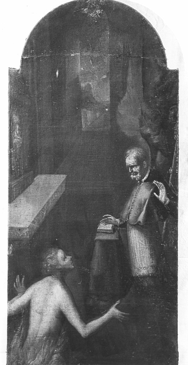 San Francesco di Sales e anima del purgatorio (dipinto, opera isolata) - ambito veneto (sec. XVIII)