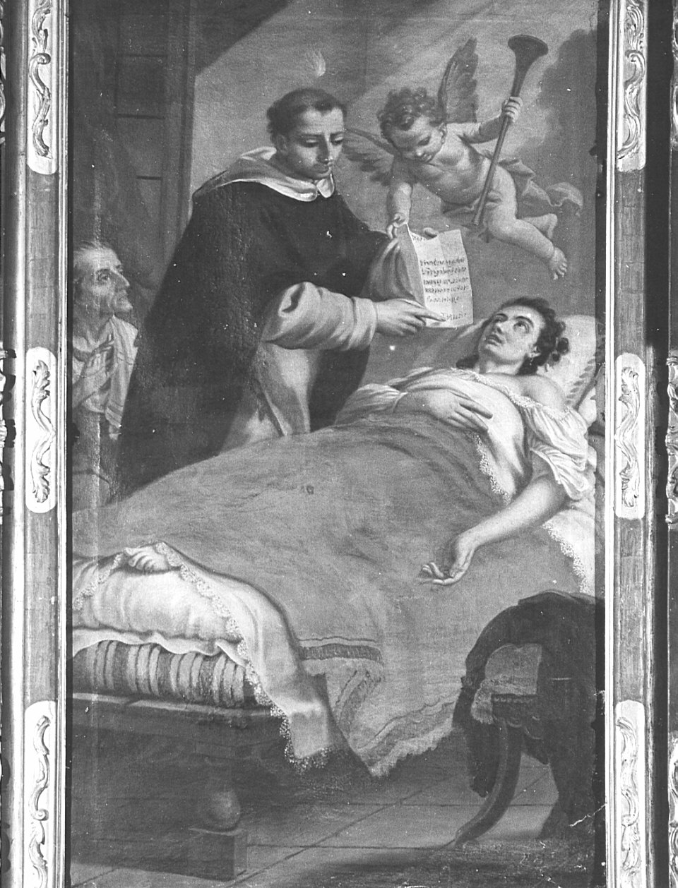 San Domenico assiste una malata (dipinto, opera isolata) - ambito bergamasco (sec. XVIII)