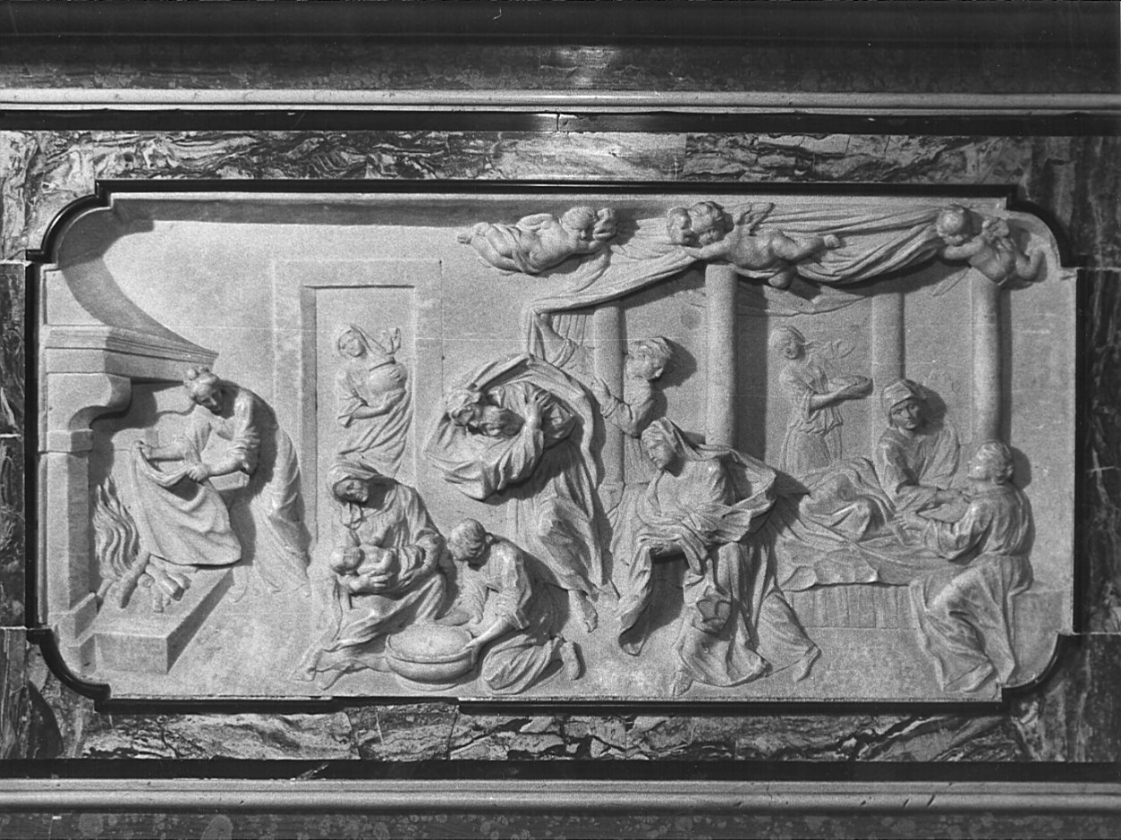nascita di Maria Vergine (rilievo, elemento d'insieme) - bottega bergamasca (sec. XVIII)