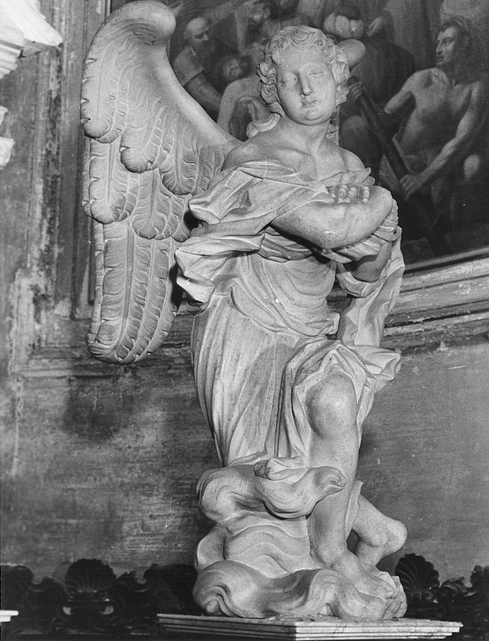 angelo (statua, elemento d'insieme) - bottega bergamasca (sec. XVIII)