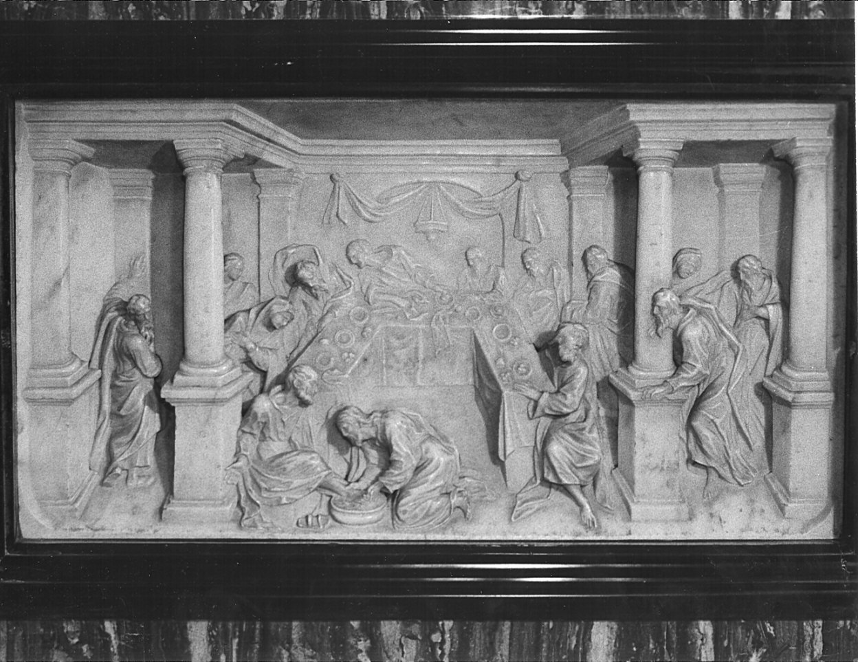 Cristo lava i piedi degli apostoli (paliotto, elemento d'insieme) - bottega bergamasca (sec. XVIII)