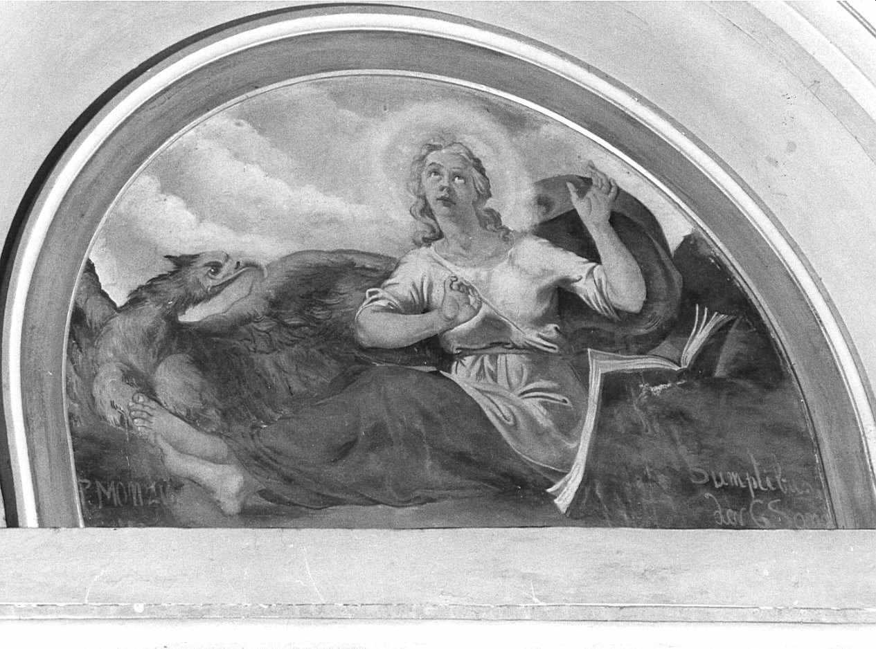 San Giovanni Evangelista (dipinto, elemento d'insieme) di Monzio P (seconda metà sec. XIX)