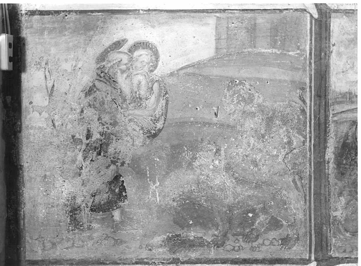 Sant'Antonio Abate trasporta la salma di San Paolo Eremita (dipinto, elemento d'insieme) di Boselli Antonio (e aiuti) (primo quarto sec. XVI)