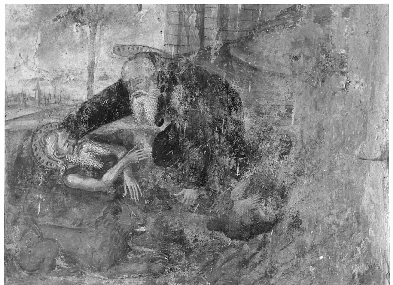 Sant'Antonio Abate depone San Paolo Eremita nella sepoltura (dipinto, elemento d'insieme) di Boselli Antonio (e aiuti) (primo quarto sec. XVI)