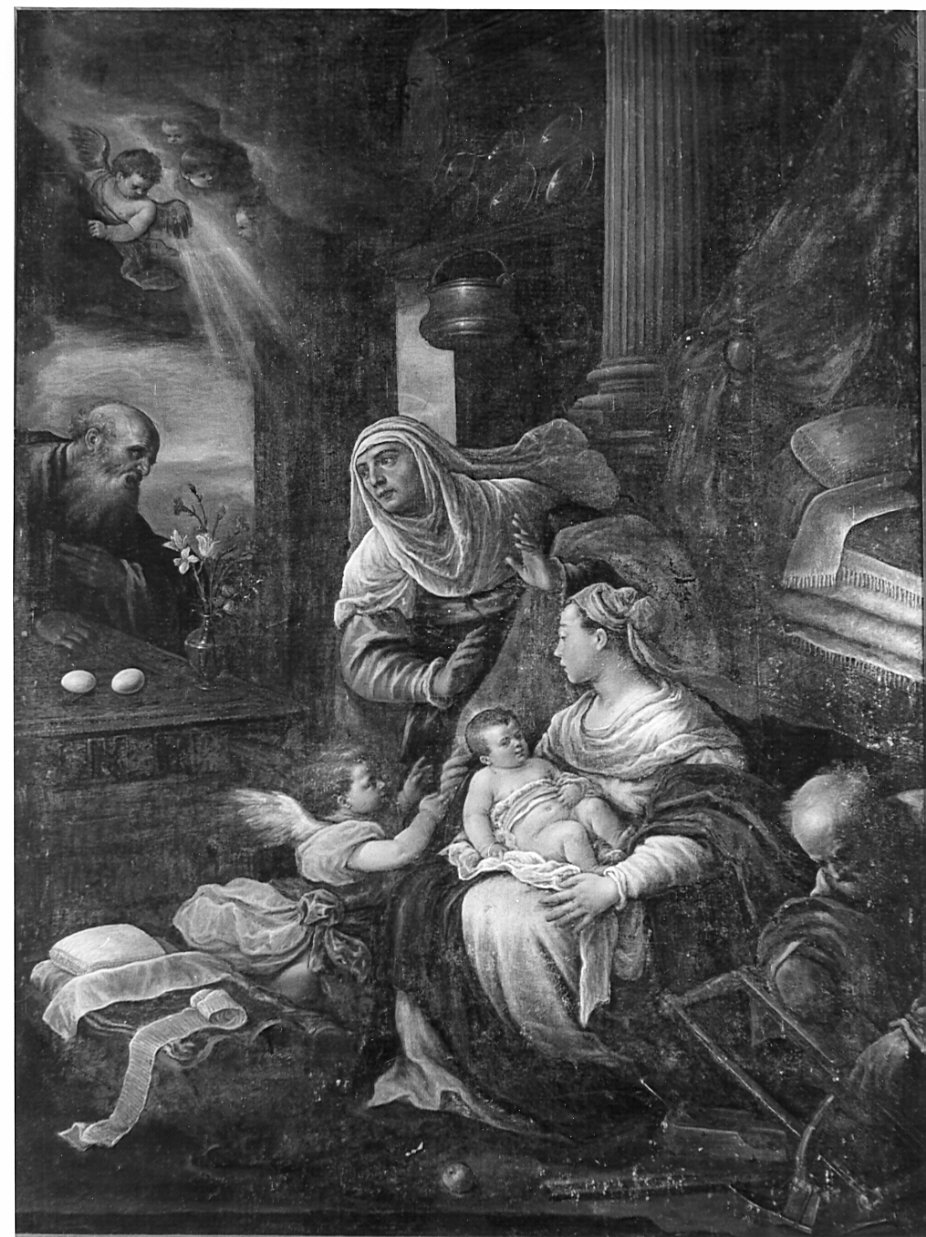 Sacra Famiglia con Sant'Anna e San Gioacchino (dipinto, opera isolata) di Dal Ponte Francesco detto Francesco Bassano il Giovane (ultimo quarto sec. XVI)