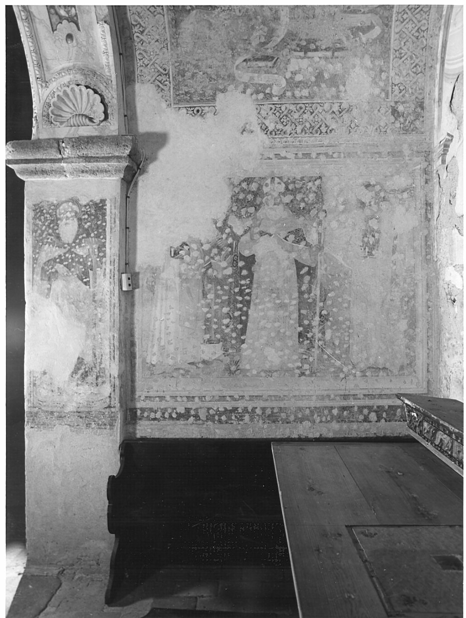 Sant'Agostino benedicente e Santi (dipinto, elemento d'insieme) di Boselli Antonio (cerchia) (primo quarto sec. XVI)