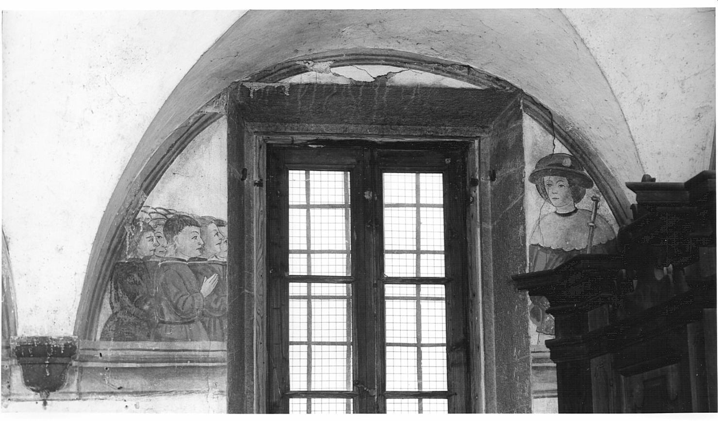 San Sebastiano e devoti (dipinto, elemento d'insieme) - ambito bergamasco (fine/inizio secc. XV/ XVI)