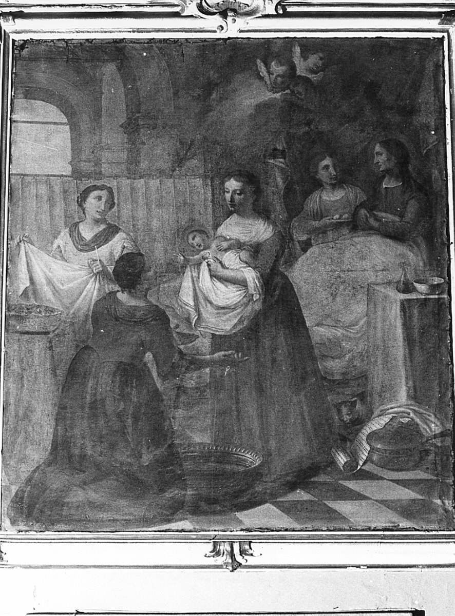 nascita di Maria Vergine (dipinto, opera isolata) di Peverada Antonio (attribuito) (fine/inizio secc. XVII/ XVIII)