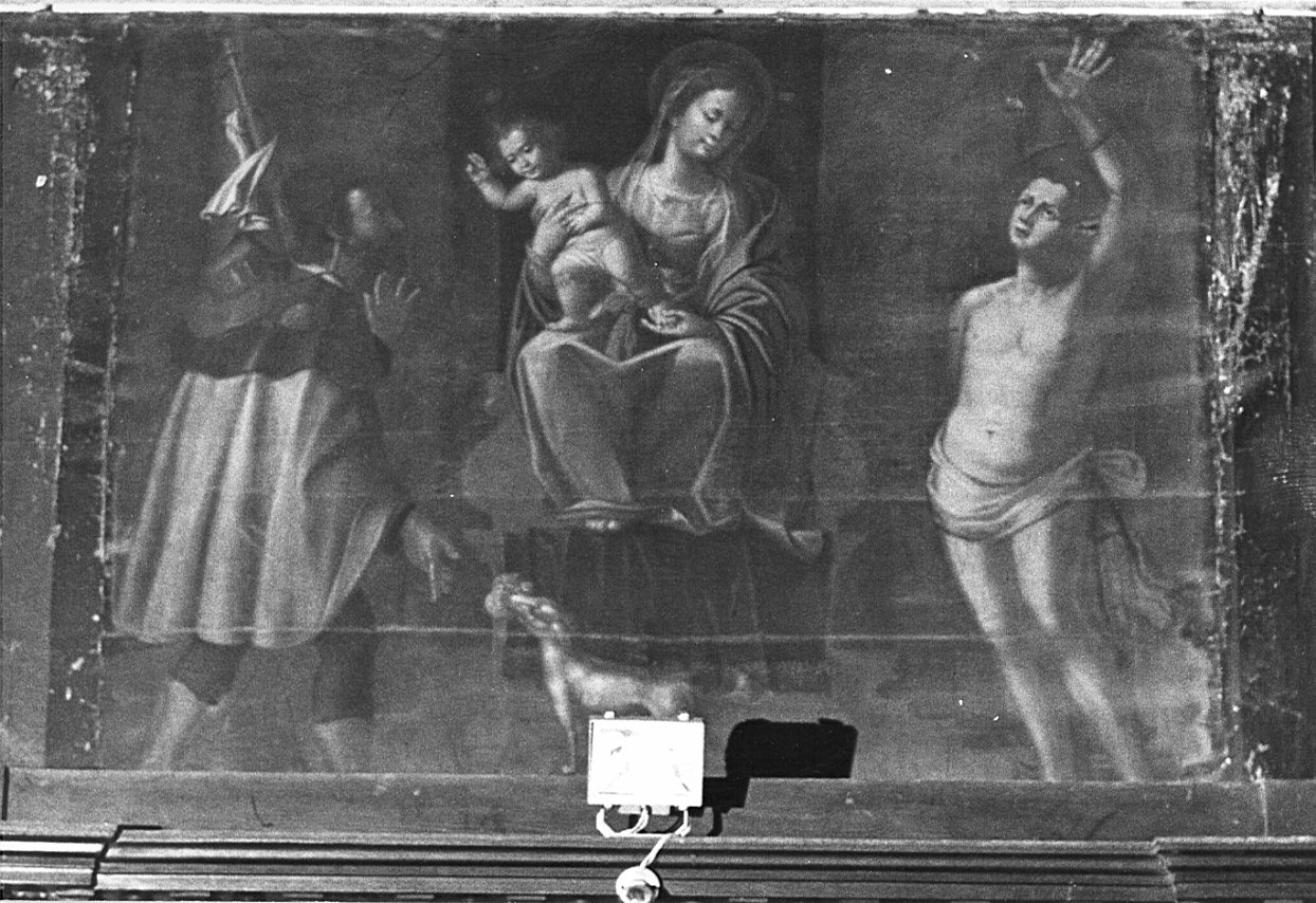 Madonna con Bambino tra San Sebastiano e San Rocco (dipinto, opera isolata) - ambito bergamasco (sec. XVI)