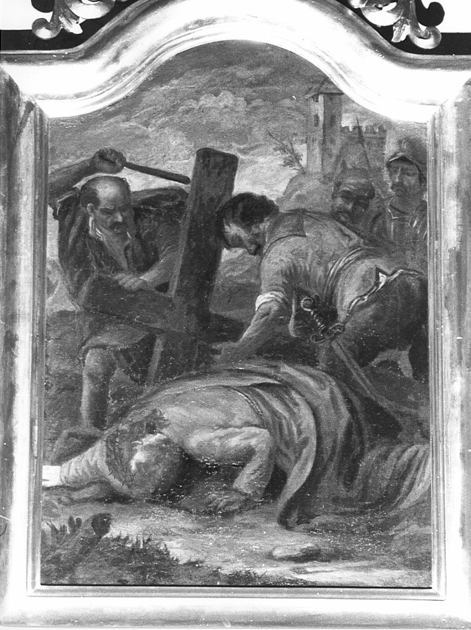 stazione IX: Gesù cade sotto la croce la terza volta (Via Crucis, elemento d'insieme) - ambito bergamasco (sec. XVIII)