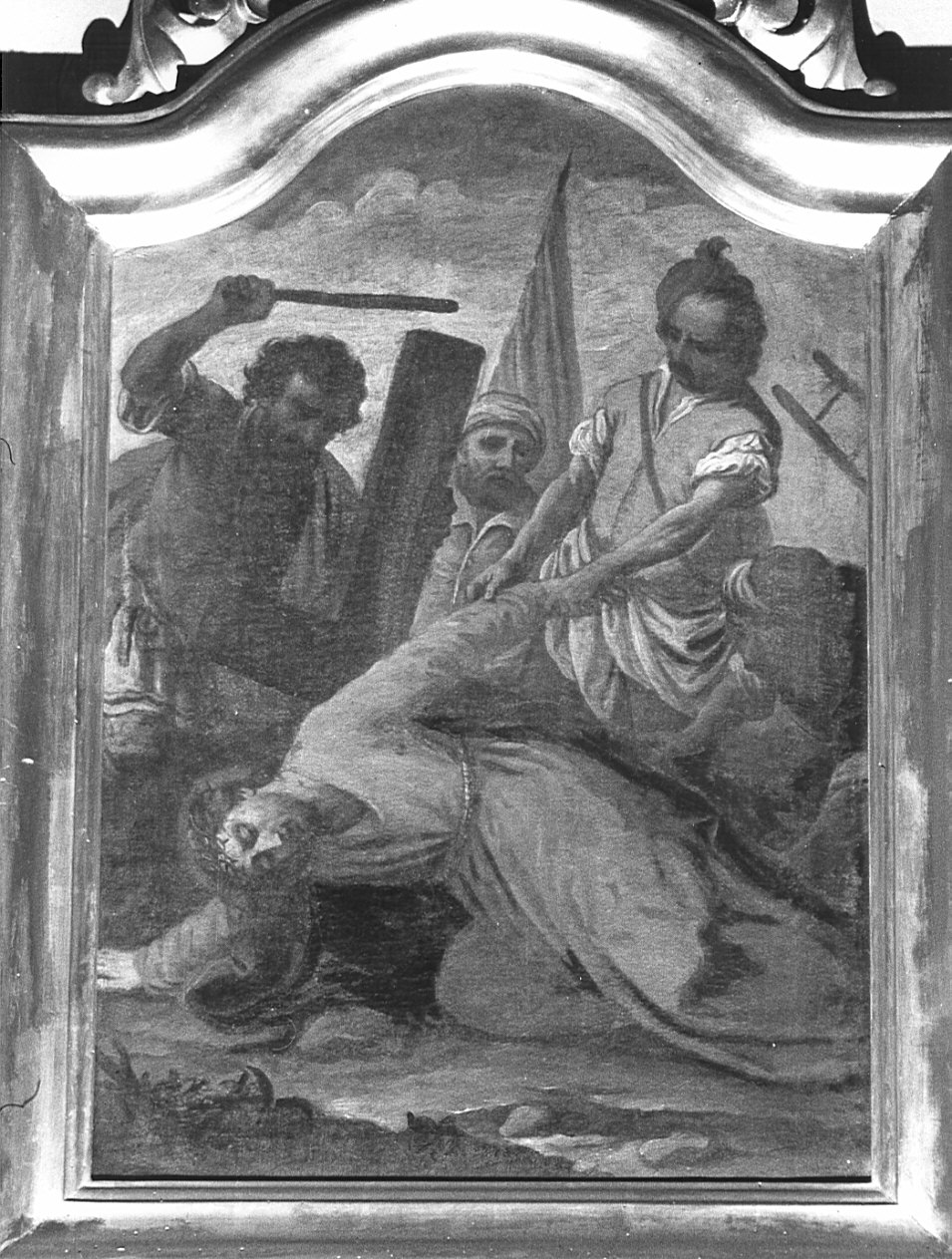stazione VII: Gesù cade sotto la croce la seconda volta (Via Crucis, elemento d'insieme) - ambito bergamasco (sec. XVIII)