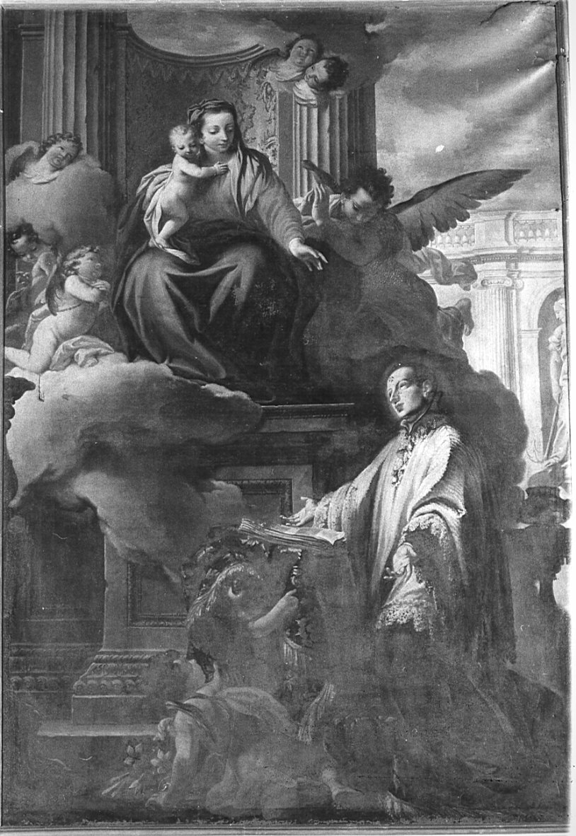Madonna con Bambino e San Luigi (dipinto, opera isolata) di Raggi Giovanni (metà sec. XVIII)