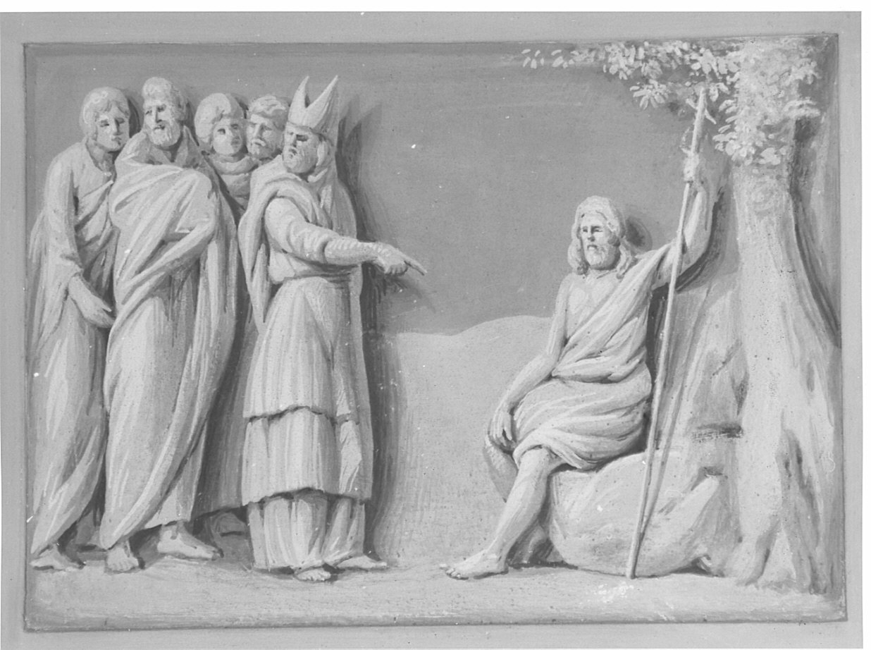 ambasceria a San Giovanni Battista (dipinto, opera isolata) di Comerio Filippo (maniera) (inizio sec. XIX)