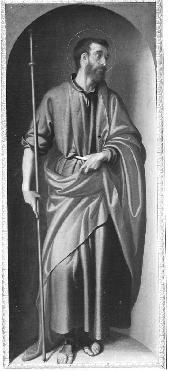 San Giacomo apostolo (dipinto, pendant) di Moroni Giovan Battista (terzo quarto sec. XVI)