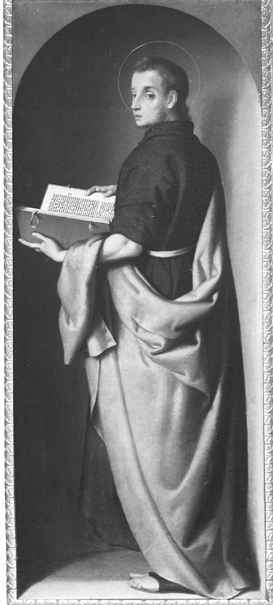 San Giovanni Evangelista (dipinto, pendant) di Moroni Giovan Battista (terzo quarto sec. XVI)