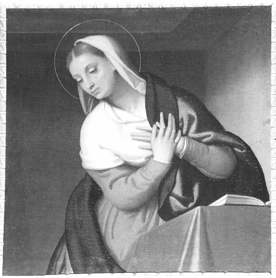 Madonna annunciata (dipinto, pendant) di Moroni Giovan Battista (terzo quarto sec. XVI)