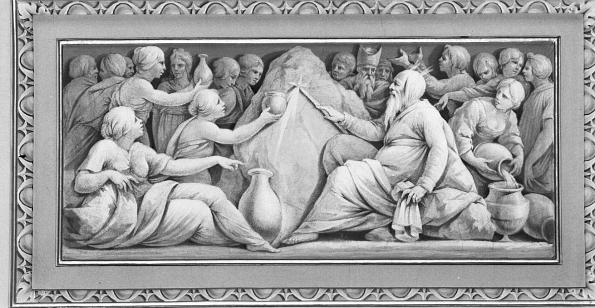 Mosè fa scaturire l'acqua dalla roccia (dipinto, elemento d'insieme) di Comerio Filippo (attribuito) (inizio sec. XIX)