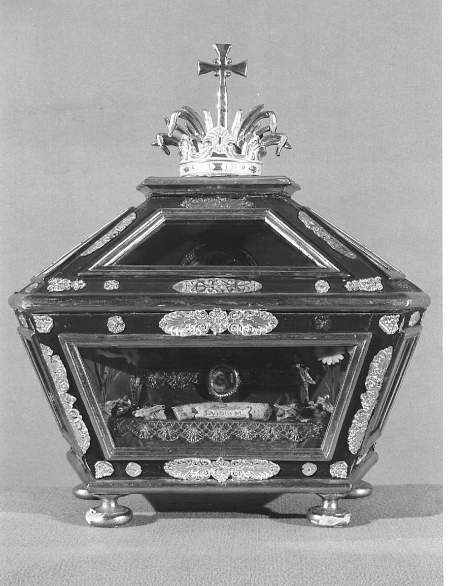 reliquiario a teca - a urna, coppia - bottega bergamasca (prima metà sec. XIX)