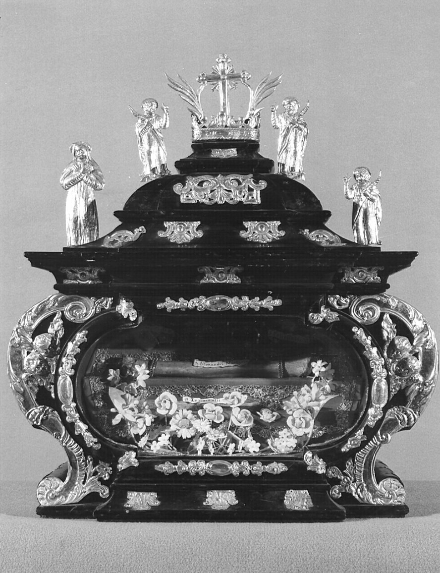 reliquiario a teca - a urna, coppia - bottega bergamasca (sec. XVIII)