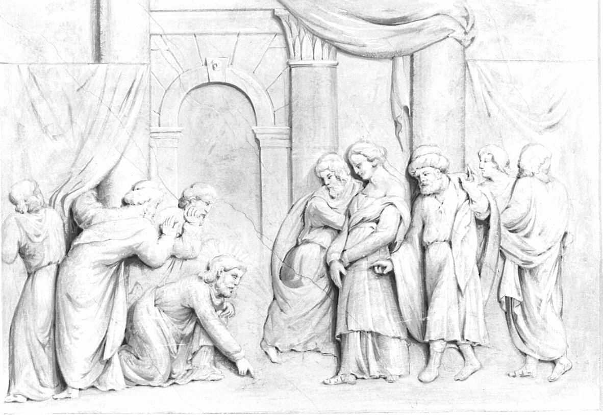 Cristo e l'adultera (dipinto, opera isolata) di Comerio Filippo (attribuito) (inizio sec. XIX)