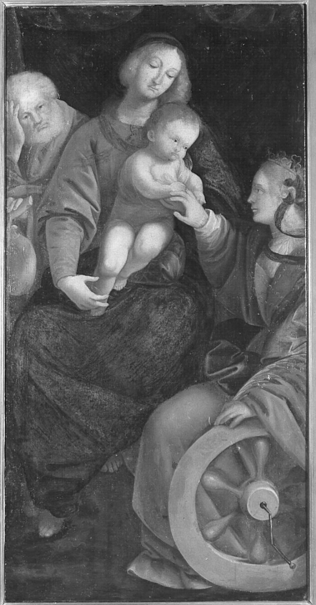 Sacra Famiglia con Santa Caterina d'Alessandria (dipinto, opera isolata) di Ferrari Gaudenzio (scuola) (metà sec. XVI)