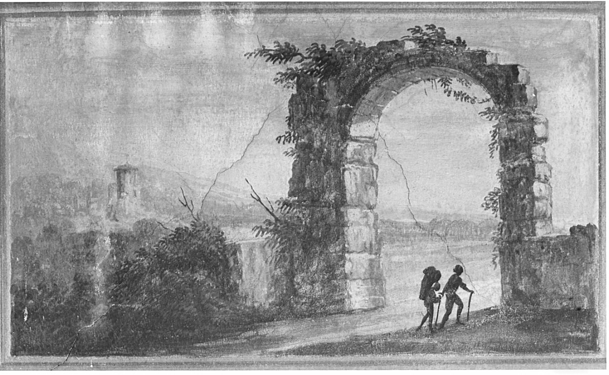 paesaggio con rovine (dipinto, opera isolata) di Deleidi Luigi detto Nebbia (attribuito) (inizio sec. XIX)