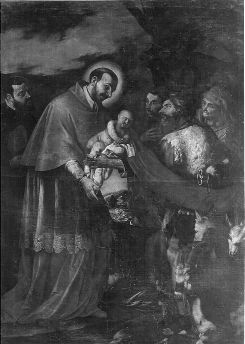San Carlo Borromeo e i pastori (dipinto, opera isolata) di Cavagna Francesco (attribuito) (prima metà sec. XVII)