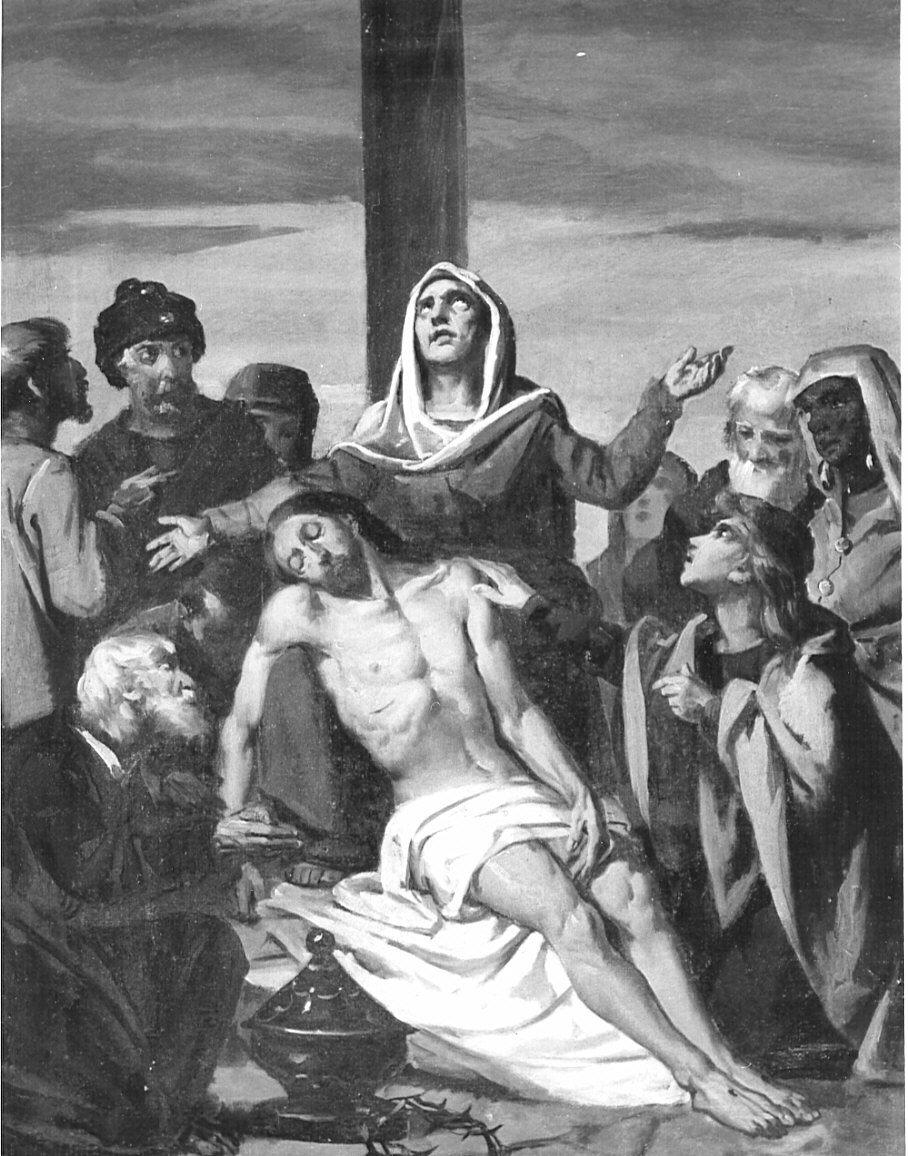 stazione XIII: Gesù deposto dalla croce (dipinto, elemento d'insieme) di Pezzotta Giovanni (sec. XIX)