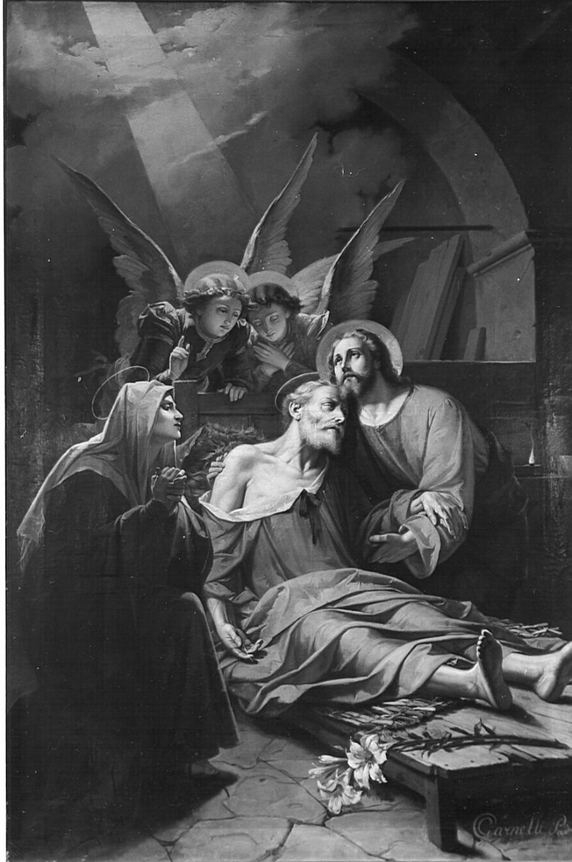 morte di San Giuseppe (dipinto, opera isolata) di Carnelli Giuseppe (sec. XX)
