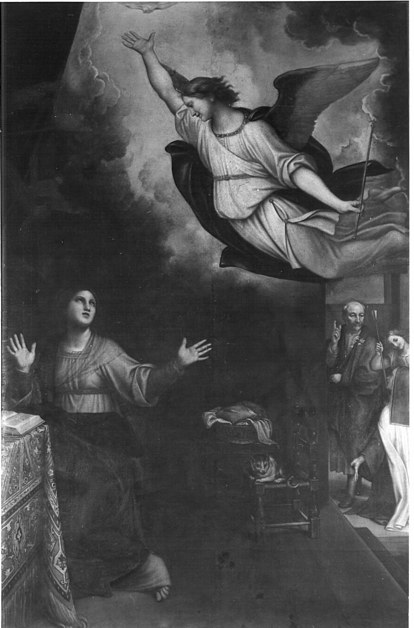 Annunciazione con Santa Teresa d'Avila e San Giuseppe (dipinto, opera isolata) di Salmeggia Enea detto Talpino (sec. XVII)