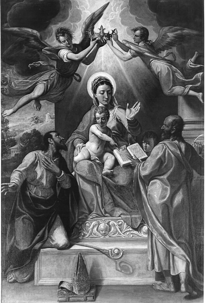 Madonna con Bambino e Santi (dipinto, opera isolata) di Cavagna Gian Paolo (secc. XVI/ XVII)