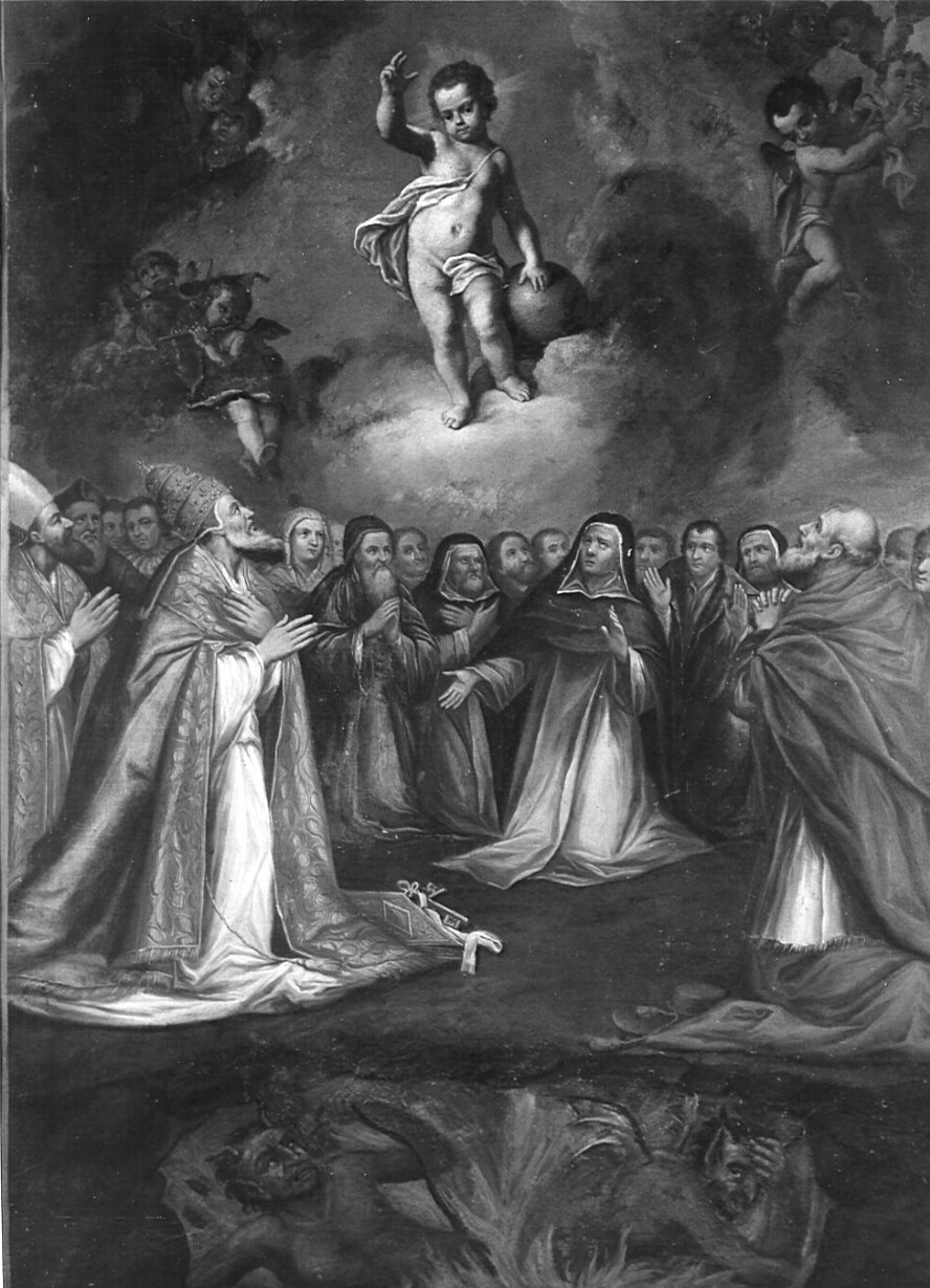 Gesù Bambino come Cristo Salvatore (dipinto, opera isolata) di Carobio Giovanni (bottega) (sec. XVIII)