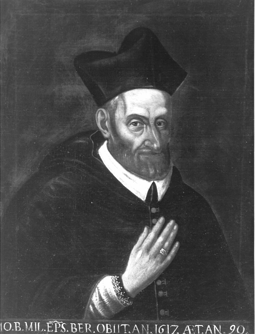 ritratto del vescovo Giambattista Milani (dipinto, opera isolata) di Brighenti Antonio (maniera) (sec. XIX)