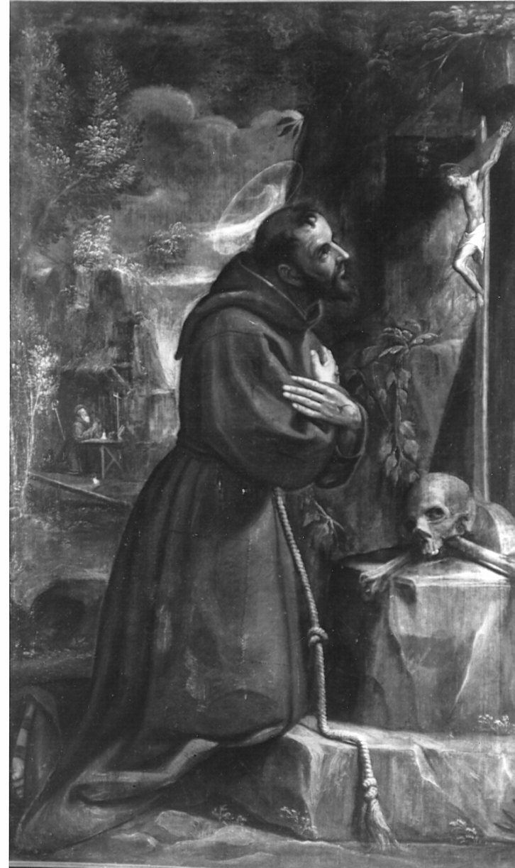 San Francesco d'Assisi in preghiera davanti alla croce (dipinto, opera isolata) di Cavagna Gian Paolo (sec. XVII)